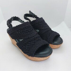 Black Maurice's Woven Cork - Style Wedge Sandals Size 6